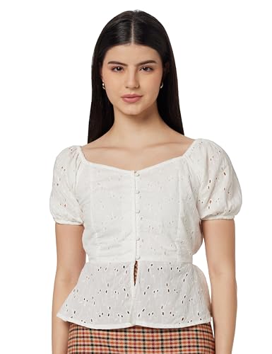 Max Cotton Women's Regular Fit T-Shirt (SU23WTOP05IVORY_Ivory, Medium