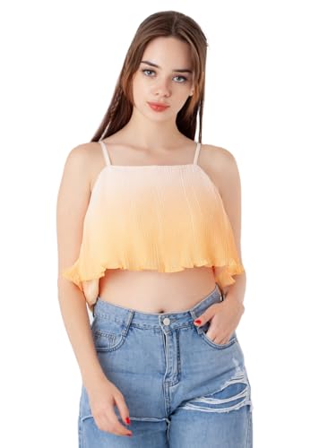 Zink London Women's Yellow Printed Straight Top