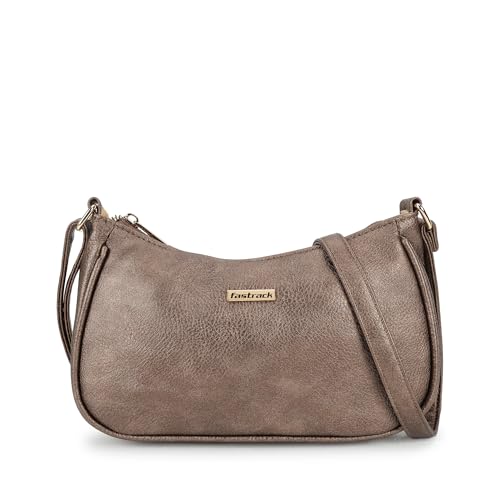 Fastrack Shimary-Toned Textured Sling Bag for Women, Girls and Ladies | Adjustable Sling Straps with Zipper Closure | Ladies Purse Handbag | Slings for Casual Carry