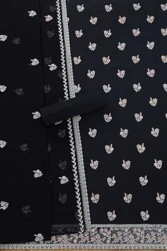 Soch Womens Black Crepe Embroidered Unstitch Dress Material With Sequins