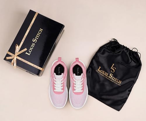 LOUIS STITCH Women’s Blush Pink Lightweight Athleisure Sport Shoes | Lightweight Casual Sneakers | Lace-Up Sneaker and Athleisure Wear| Perfect for Casual, Gym & Travel Wear | LSLD-ATH-YL | UK-6