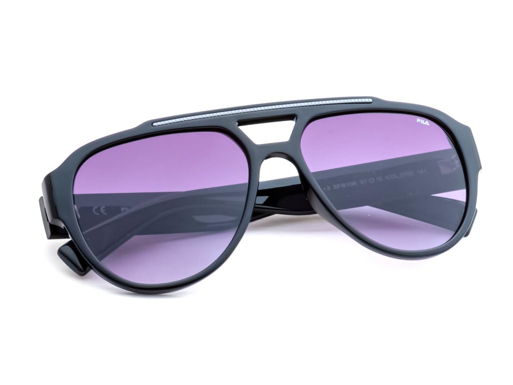 FILA sunglasses| 100% UV protected | Gradient | Full Rim | Pilot | Men | Large | Shiny Black-Shiny Dark Gun Acetate Frame | Smoke Gradient Lens