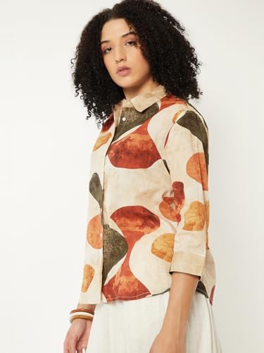 Max Women Printed Shirt(Off White_XL)
