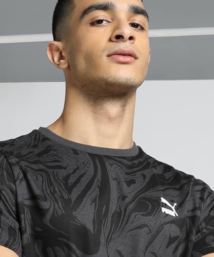 Puma Men's Graphic Print Slim Fit T-Shirt (676041_Asphalt-White