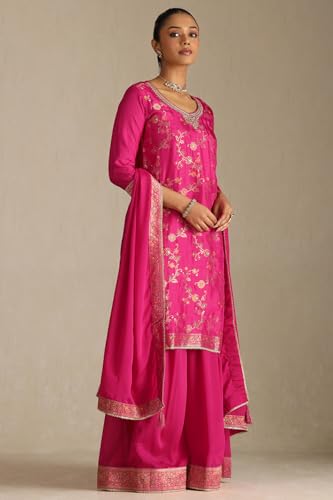 Soch Women's Viscose Blend Kurta Set (EWS5CD22094_Fuchsia