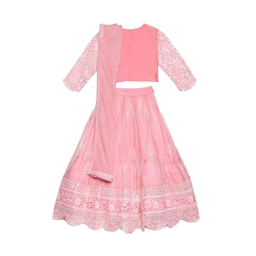 BIBA GIRL SOLID; EMBROIDRED SHORT_KURTA KID(KW5369_PINK_5)