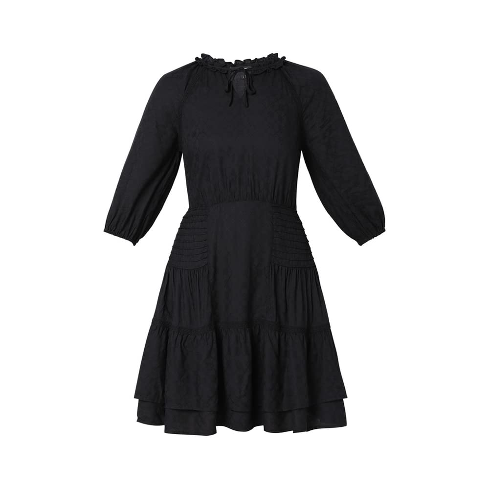 Vero Moda Women's Viscose Fit and Flare Above The Knee Dress (113255001-Jet Black_Jet XL)