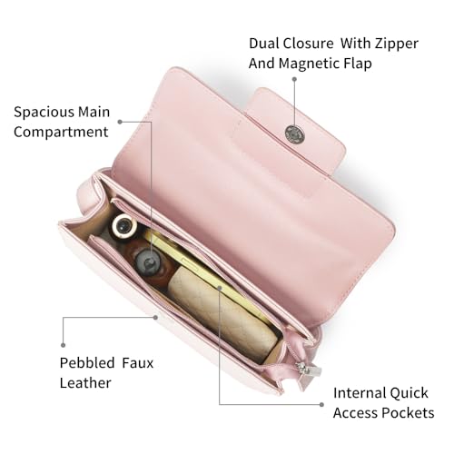 Fastrack Blush Muse Shoulder Bag For Women | Faux-Leather Bag with Silver Hardware | Stylish Shoulder Bag For Daily & Casual Use