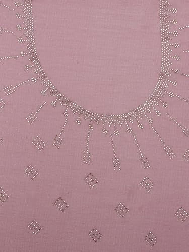 MOHEY Women's Organza Stone Work Saree with Blouse Piece(Purple)