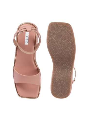 ELLE Women Wedge Heel Sandal, Peach, UK-5