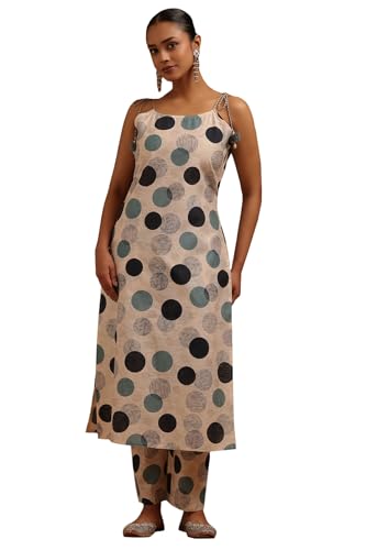 Soch Womens Cream Linen Geometric Printed Co-Ords Set