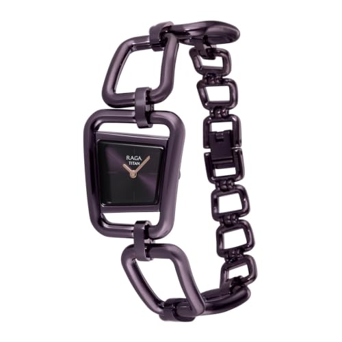 Titan Raga Unlocked Quartz 2 Hand Shaped Ipy6 - Sunray Dial, IPY6 - Prune Strap Watch for Women - 2837QM01