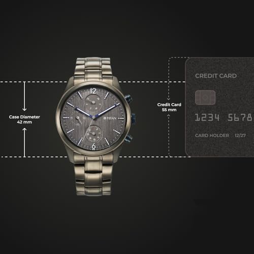 Titan Neo Splash Quartz Multifunction Anthracite Dial Anthracite Stainless Steel Strap Watch for Men - NT1805KM07