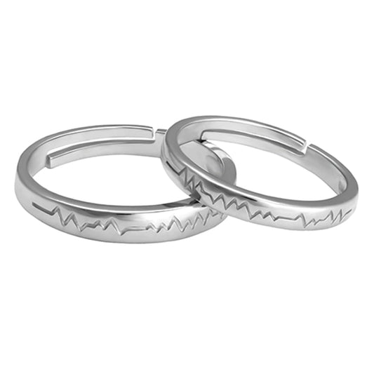 GIVA 925 Silver Heartbeat Couple Rings, Adjustable | Gifts for Women and Men|With Certificate of Authenticity and 925 Stamp| 6 Months Warranty