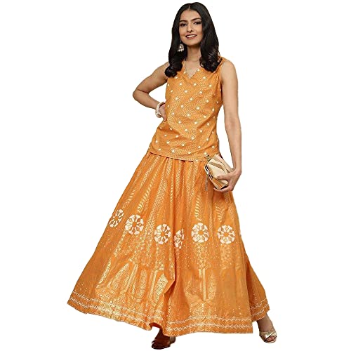 BIBA Women Printed Flared Mix and Match(TARANG18092_Mustard_M)