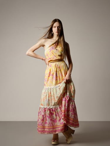 VERO MODA Women's Flared High Rise Multicolor Skirt