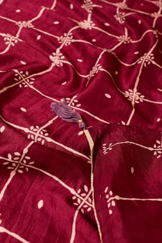 Taneira Women Dark Pink Murshidabad Pure Silk Mukaish Saree with Unstitched Blouse Piece (SAIH01AC1469-Dark Pink)