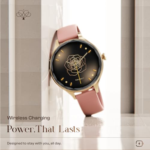 Fire-Boltt Phoenix Aura Women Smart Watch with 1.26” Diamond-Cut HD Display, Rotating Crown, Wireless Charging, Bluetooth Calling, Voice Assistant, 120+ Sports Modes - Rose Quartz
