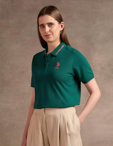 U.S. POLO ASSN. Tipped Collar Relaxed Polo Shirt (UWAW24PTS196_Green_S)