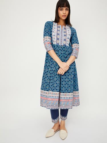 Max Women's Cotton Kurta Set (KALST42020BLUE_Blue