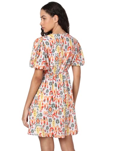 VERO MODA Women's Cotton Fit and Flare Above The Knee Dress (9009005-Mellow Yellow_Mellow