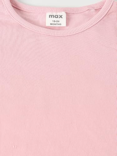 Max Girls Striped Pinafore Dress with T-Shirt (Pink_12-18 M)