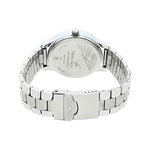 Fastrack Bold Quartz Analog Blue Dial Silver Stainless Steel Strap Watch for Guys - NT38051SM05