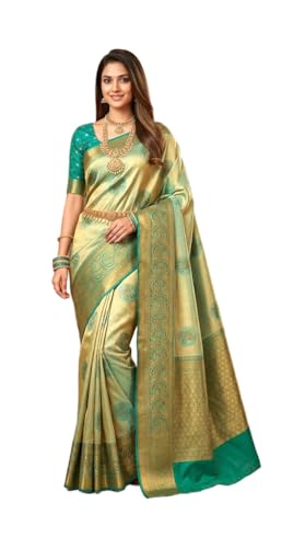 SREE KUMARAN Women's Kanchipuram Silk Pure Pattu Sarees With Blouse (VSK110-3)