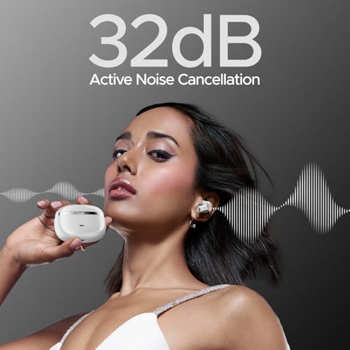 boAt Nirvana Ion ANC, Active Noise Cancellation(~32dB), 120Hrs Battery, App Support, Crystal Bionic Sound, 4Mics ENx, v5.3 Bluetooth Earbuds, TWS Ear Buds Wireless Earphones with mic (Quartz White)