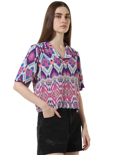 ONLY Women Printed Viscose Purple Shirt