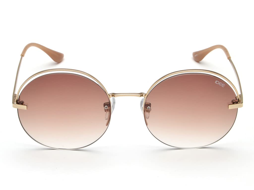 IDEE 100% UV protected sunglasses for Women | Size- Large | Shape- Round | Model- IDS2780C1SG (Shiny Light Gold)