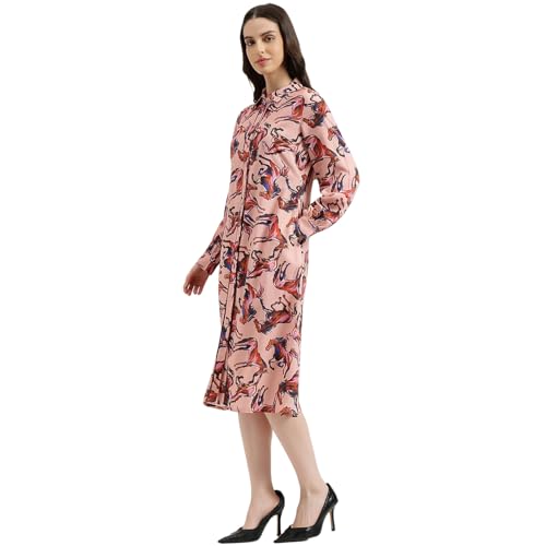 United Colors of Benetton Regular Fit Regular Collar Printed Dress (Size: 2XL) - 26P4WVNDR308I904 Pink