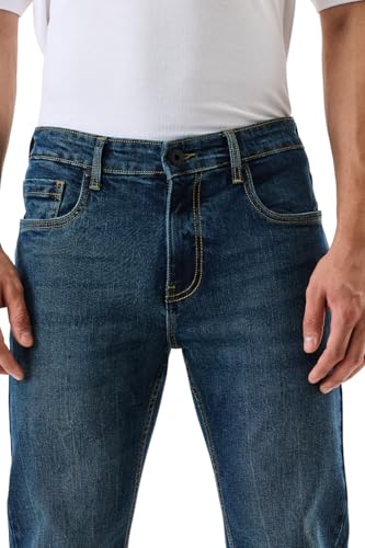 SNITCH Men Casual Jeans | Bootcut Fit with Smooth Texture & Durable Fabric | Cotton Blend & Medium Stretch for All Seasons & Everyday Comfort |Blue