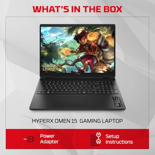 HP HyperX OMEN 15, AMD Ryzen 7 260, 8GB-RTX 5050, 24GB DDR5 (Upgradeable), 1TB SSD, 180Hz, 2.5K, 500 nits, 3ms resp time, 15.3''/38.9cm, Win11, Office24, Black, 2.42kg, gb0038AX, RGB, AI Gaming Laptop