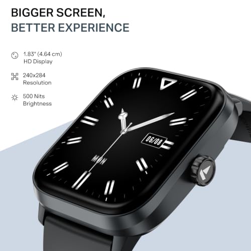 boAt Storm Blaze Smartwatch in Premium Metal Finish with Advanced BT Calling, Functional Crown, 1.83'' (4.64 cm) HD Display, IP68 Waterproof, HR, Sleep, Stress & SPO₂ Tracking, SOS (Active Black)