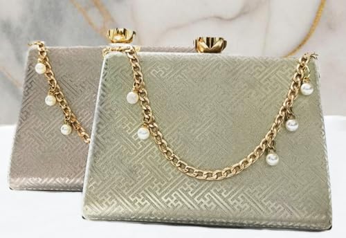 Divine Collection Pearl Crown Clutch (Silver)