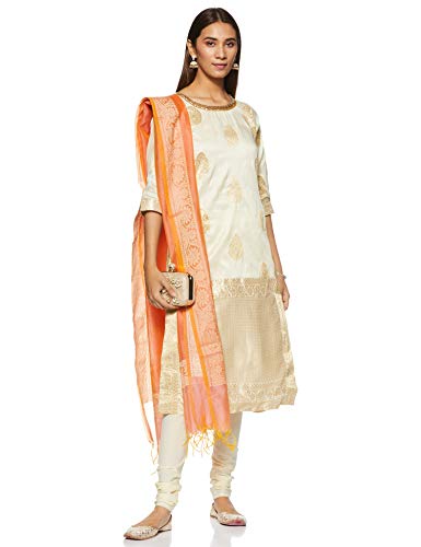 Aurelia Women's Synthetic Salwar Suit Set (18FED10759-79244_T-White_XL)
