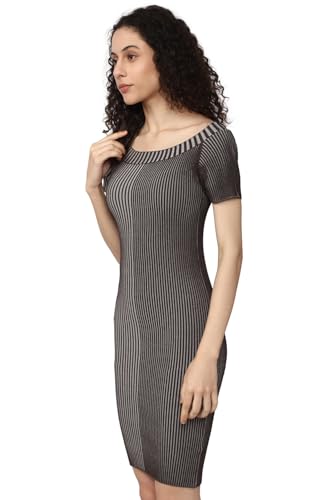 Van Heusen Women's Nylon Blend Modern Mid-Thigh Length Dress (VWFDFRGH921094_Black