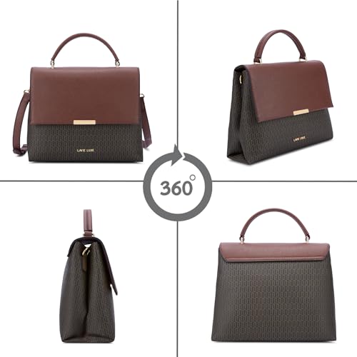 Lavie Luxe Women's Mono Marsh Satchel Bag for Women | Satchel Handbag for Work | Ladies purse | Stylish Shoulder Bag | Gift for Women