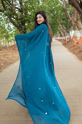 essaySumedha Agrawal Organza Satin Organza Santoon Floral Lehenga for Women (Size: XXL, Teal)