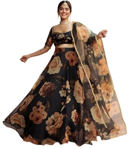 KRUNAL ENTERPRISE Semi Stitched Lehenga Choli with Dupatta Set, Printed Design