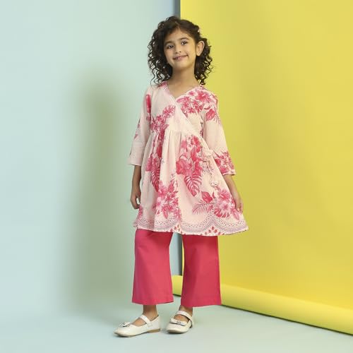 Biba Girl's Cotton Kurta Set (KWPLMP6436SS25CRM_Cream
