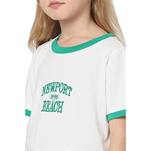 ONLY Embroidered Cotton Round Neck Girls T-Shirt (Size_11,Grey)