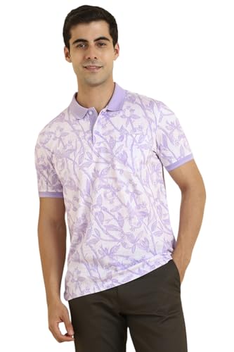 Allen Solly Men White Print Polo Neck T-Shirt