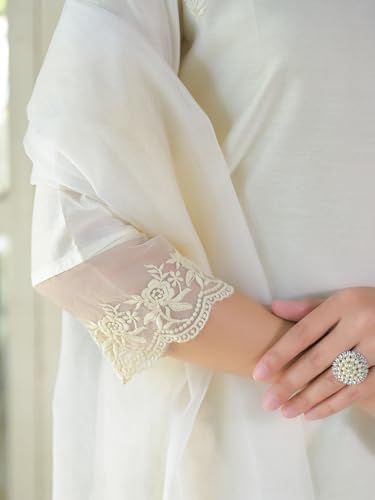 Divena Cream Chanderi Kurta Pant With Dupatta