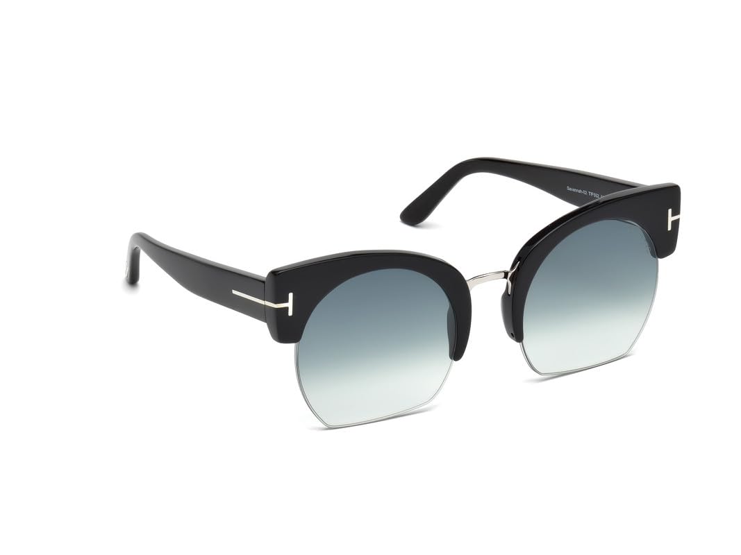 Tom Ford | UV Protected Lens for Women | Half Rim shiny black gradient blue Frame | Lens Colour: Blue | Medium | FT0552 55 01W