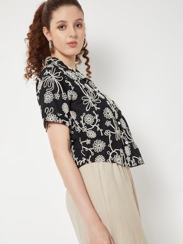 Max Women Embroidered Shirt (Black_S)