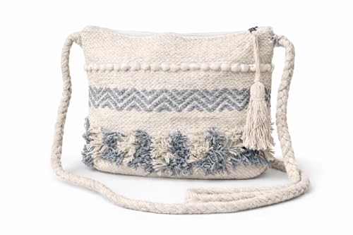 OLL OO LA LA BEAUTY Boho sling bags, Cotton shoulder bag, Handbags for Women, Macrame Bag, cotton bags for women, Crossbody Sling bag With Tassels, Shoulder Bag For Everyday Use - Gray Color