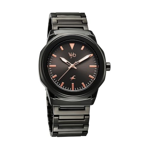 Fastrack Vyb Quartz Analog Black Dial Black Sheet Metal Strap Watch for Men-FV30009NM01W