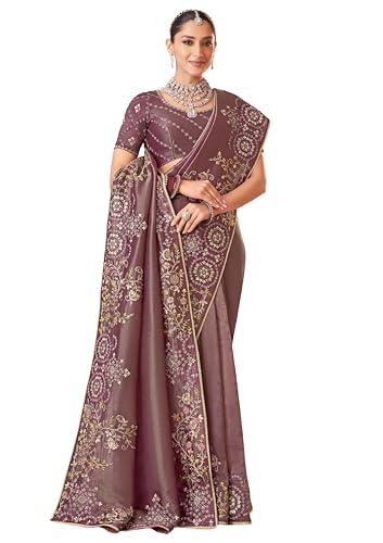 Laxmipati Chakor Purple Silk Saree with Floral Embroidery_N-2900